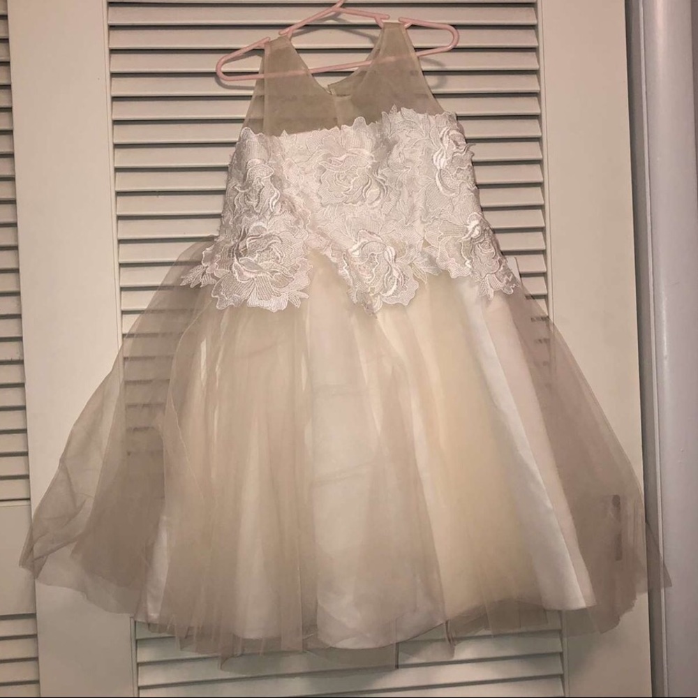 White and Beige Formal Dress